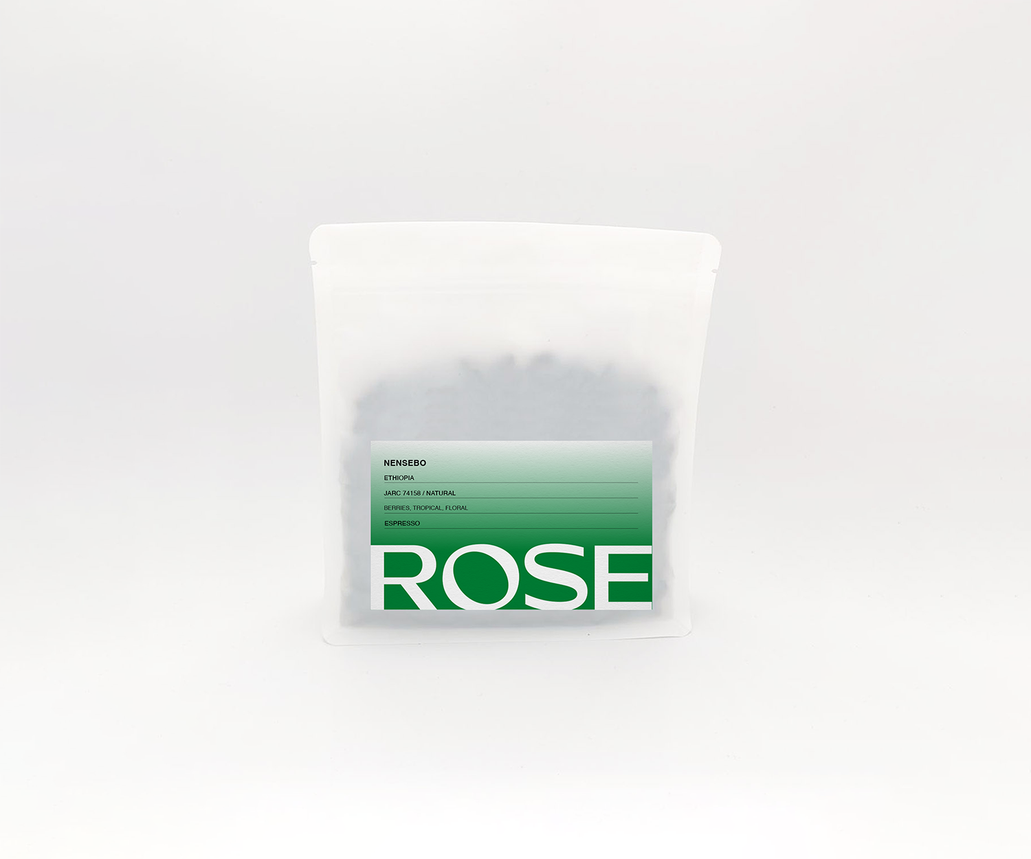 Rose 200g espresso coffee bag with pink label