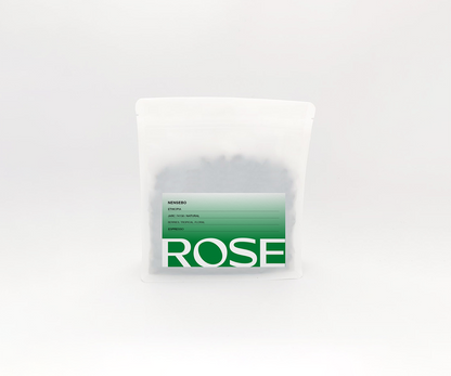 Rose 200g espresso coffee bag with pink label