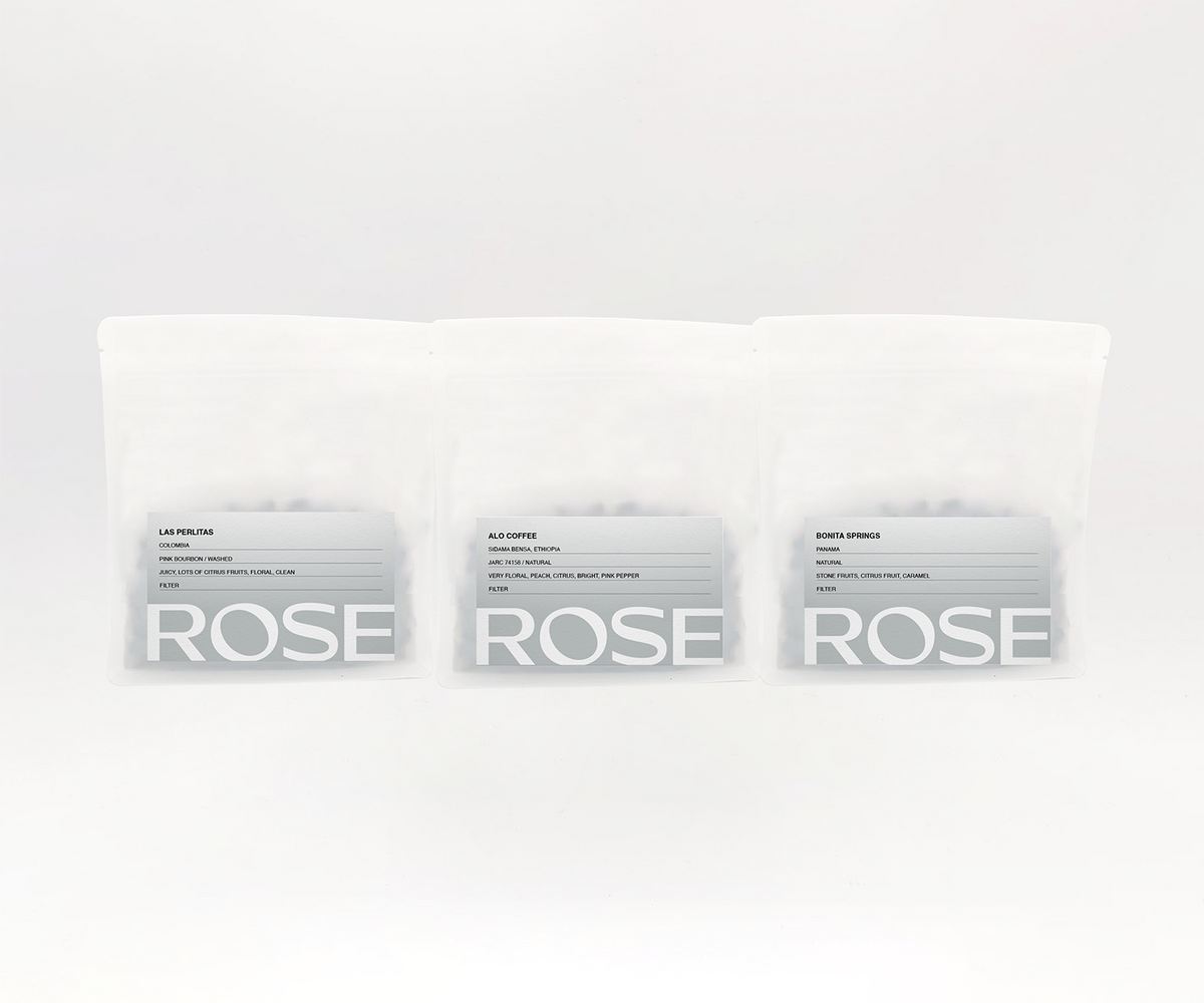 Rose Obsessions subscription selection of rare coffee bags