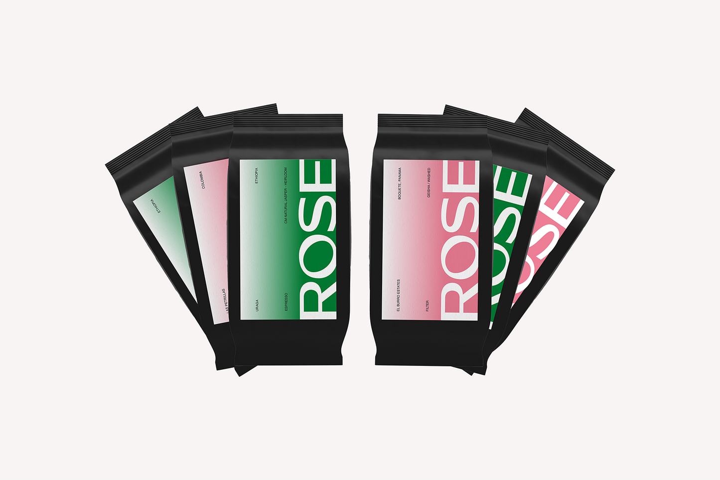 Rose coffee tasting pack with five 15g sample bags